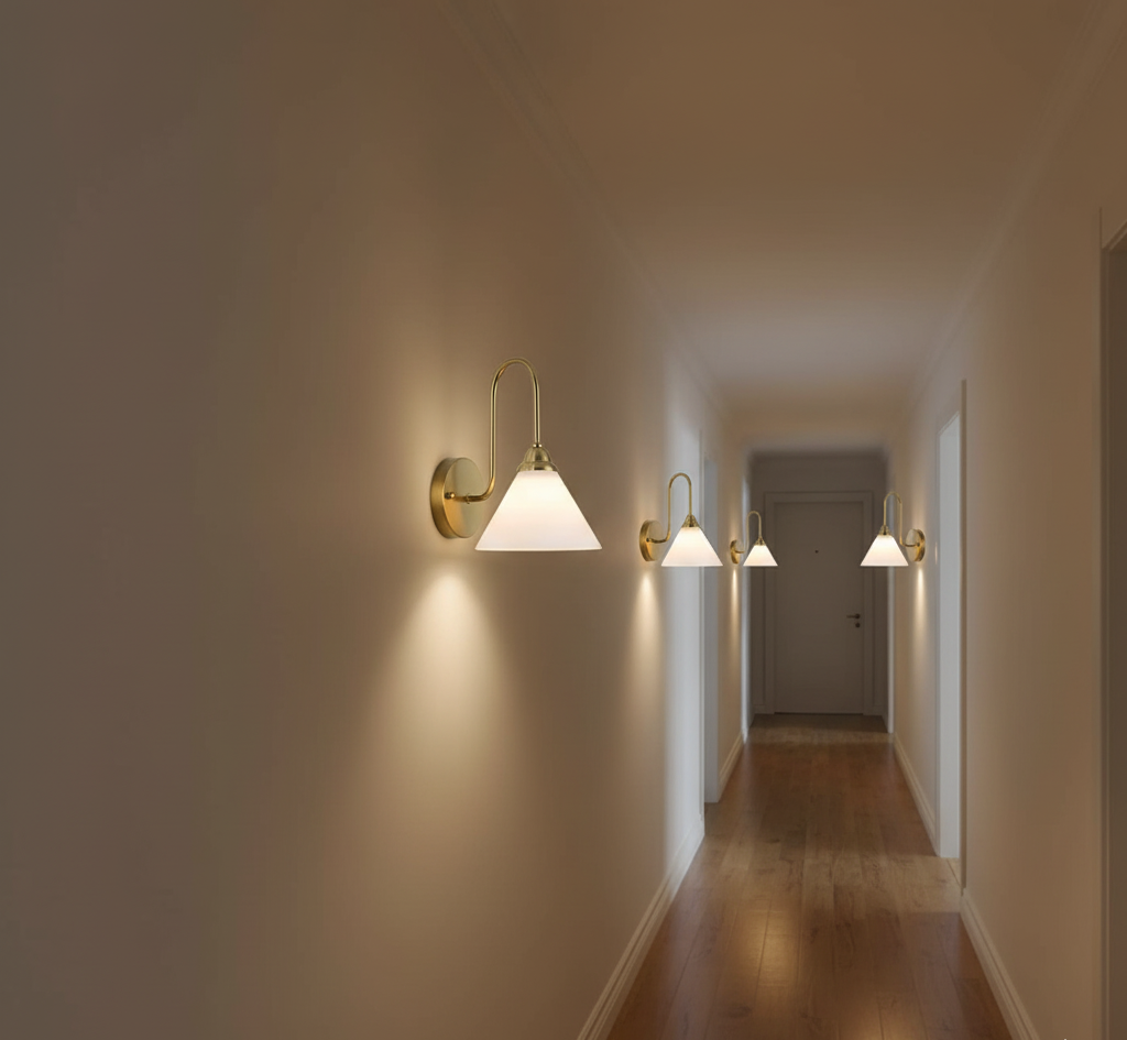 Cone-Shaped Frosted Glass Wall Lamp (PL 2546-GL-WH)