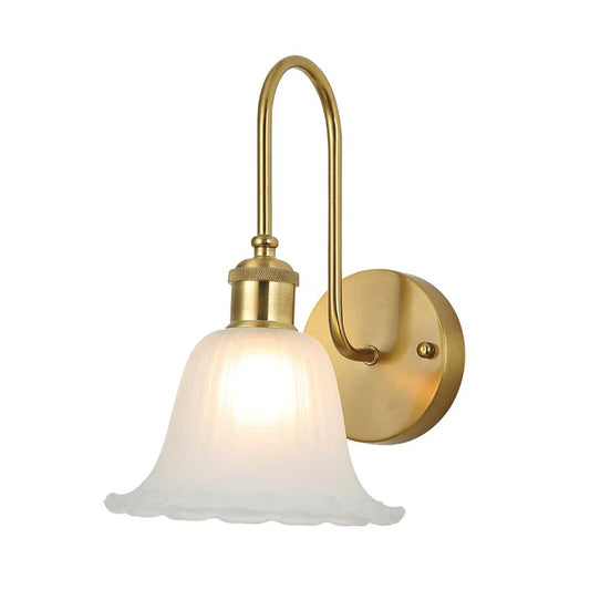 Ornate Rippled Bell Wall Light – Gold & Frosted White PL 2547-GL-WH