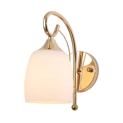 Artistic Curved Brass Wall Light with Frosted Glass (PL 2548-GL-WH)