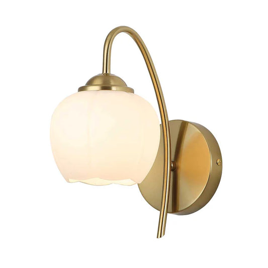 Globe Frosted Glass Wall Light with Gold Arm PL 2549-GL-WH