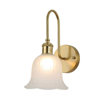 Decorative Frosted Bell Wall Light with Gold Arm (PL 2550-GL-WH)