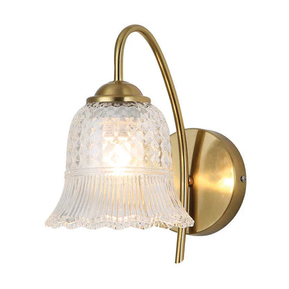 Vintage Glass Wall Light with Brass Arm (PL 2551-GL-CL)