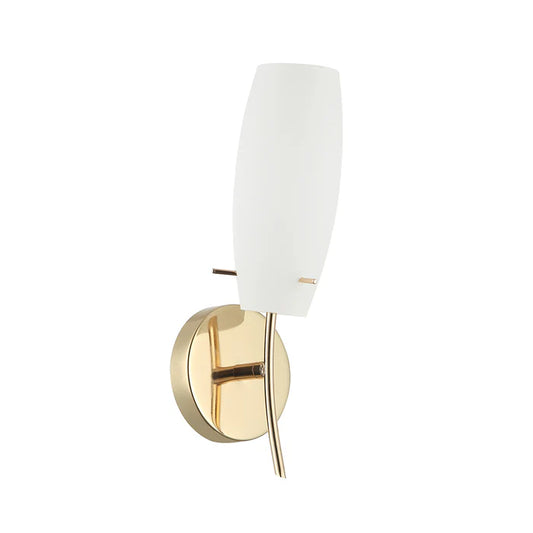 Golden Wall Lamp with White Glass Shade – E14, Iron & Glass (PL 7001-14-01-GD)