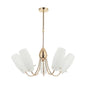 5-Light Golden Chandelier with White Glass Shades (PL 7001-14-05-GD)