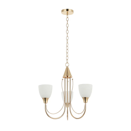 Golden Chandelier with Frosted Glass Shades – 3-Light (PL 7003-27-03-GD)