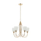 Elegant 5-Light Golden Chandelier with White Glass Shades (PL 7003-27-05-GD)