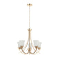 Golden 5-Light Chandelier with Curved Arms and Frosted Glass (PL 7005-27-05-GD)