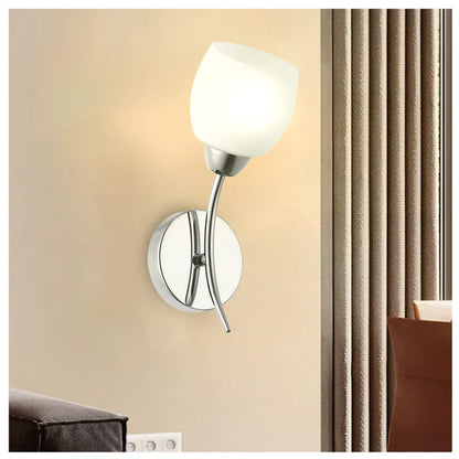 Modern Chrome Wall Lamp Sconce With Frosted Glass Shade