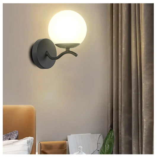 Modern Minimalist Wall Lamp Frosted Glass Globe Light