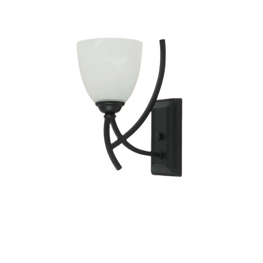Modern Black Wall Light with Frosted Glass Shade Decorative