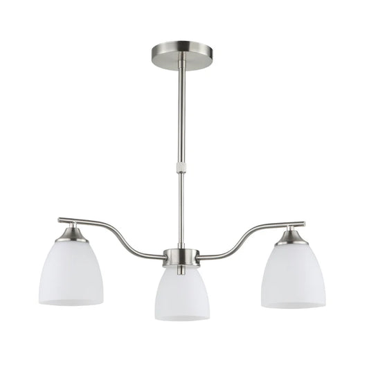 Silver & White 3-Light Glass Pendant