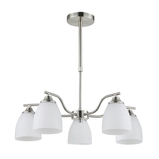 Silver & White 5-Light Glass Pendant
