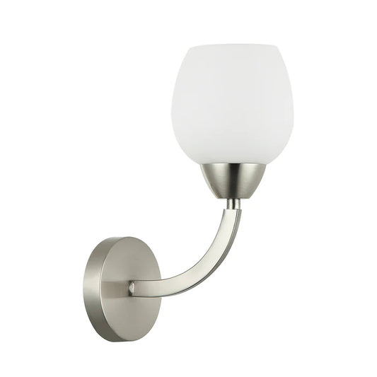 Elegant Silver Wall Lamp with Frosted Glass Shade