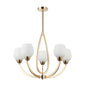 Silver/Gold with White 5-Light Pendant with Frosted Glass Shades