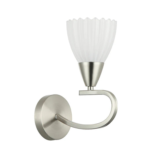 Decorative Wall Lamp – Silver/black with White Finish, E14 Base, Iron & Glass