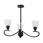 3-Light Pendant Lamp – E14 Base, Black/Silver and White Finish, Iron & Glass Design