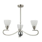 3-Light Pendant Lamp – E14 Base, Black/Silver and White Finish, Iron & Glass Design