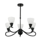 5-Light Pendant Lamp – E14 Base, Iron & Glass, Black/Silver Finish