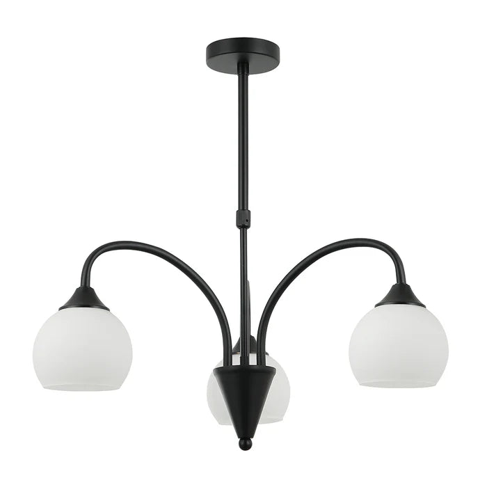 Silver/Black with White 3-Light Elegant Pendant Lamp