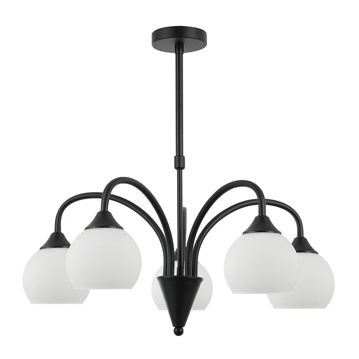 Silver & White 5-Light Pendant Lamp – Graceful Lighting for Modern Interiors