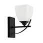 Wall Lamp – Modern Black/White Iron Frame with Frosted Glass Shade