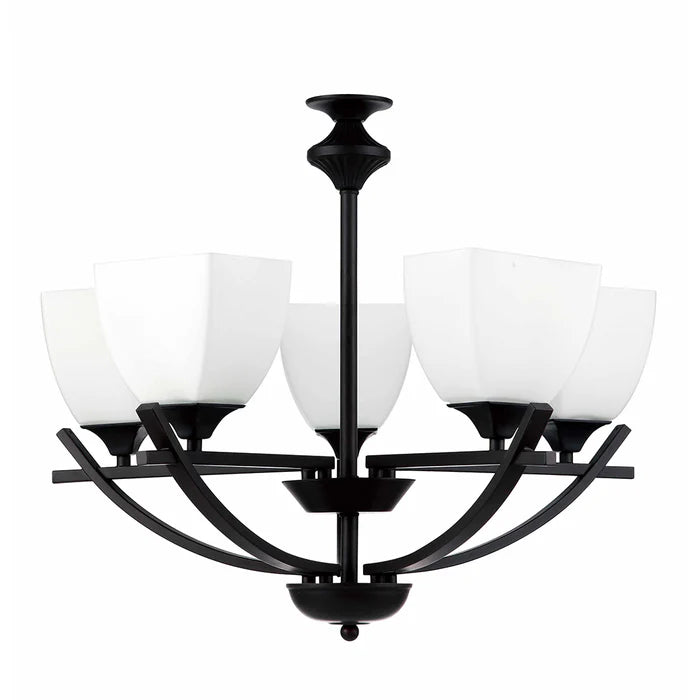 Elegant Black & White 5-Light Pendant Lamp