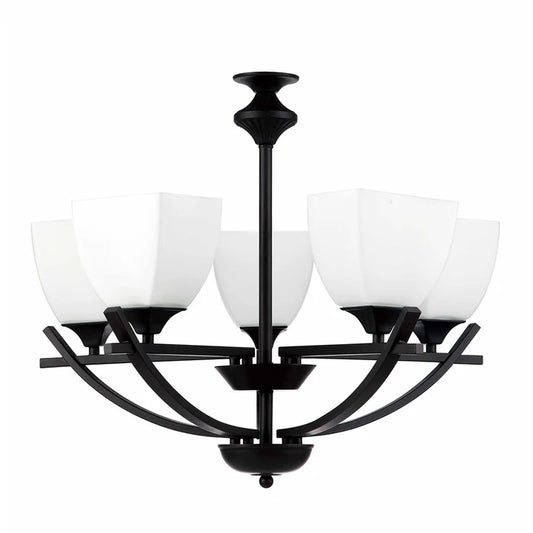 Elegant Black & White 5-Light Pendant Lamp
