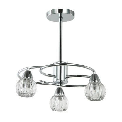3-Light Pendant Lamp – Silver/White Finish, Decorative Crystal Glass (PL 7041-14-03-SI)