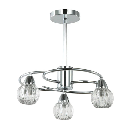 3-Light Pendant Lamp – Silver/White Finish, Decorative Crystal Glass