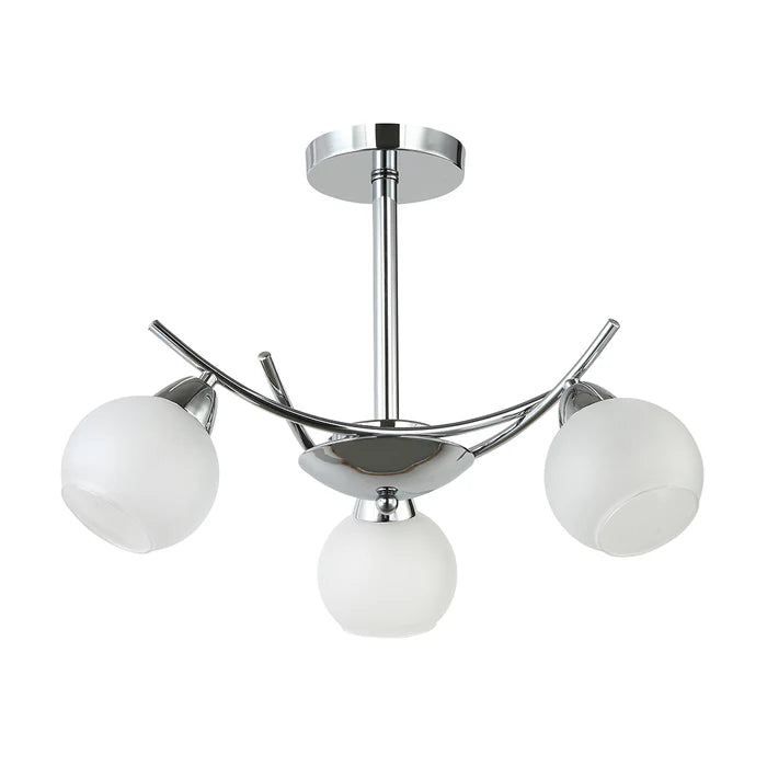 Elegant 3-Light Silver Pendant with Glass Globes