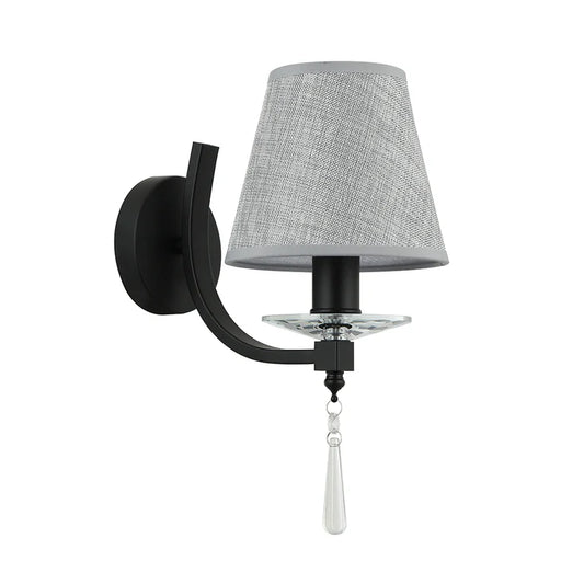 Elegant Black/Grey Wall Lamp with Fabric Shade