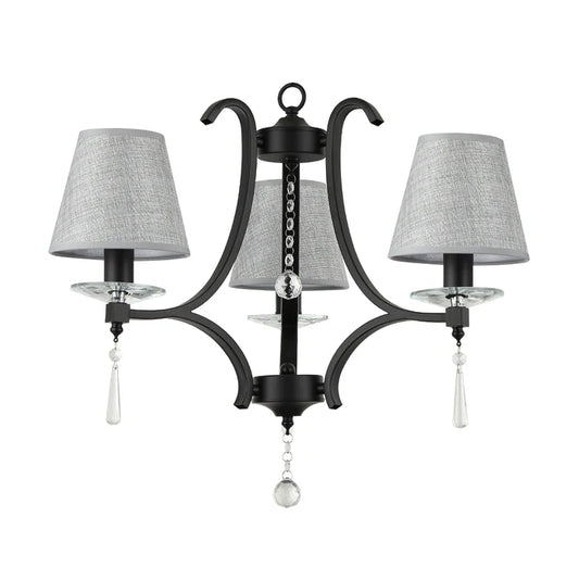 Elegant Black/Grey Pendant Lamp with Fabric Shades
