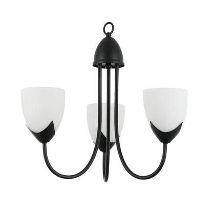 3-Light Pendant Lamp – Iron & Glass, Black/Silver with White Finish (PL 7047-27-03-)