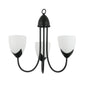 3-Light Pendant Lamp – E27 Base, Iron & Glass, Black/Silver with White Finish