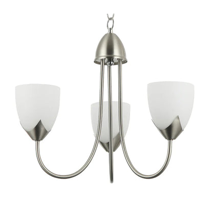 3-Light Pendant Lamp – Iron & Glass, Black/Silver with White Finish (PL 7047-27-03-)