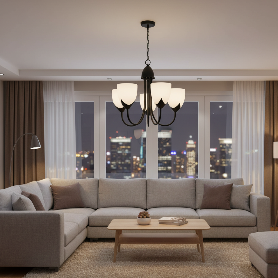 5-Light Pendant Lamp Classic Chandelier Style (PL 7047-27-05-)