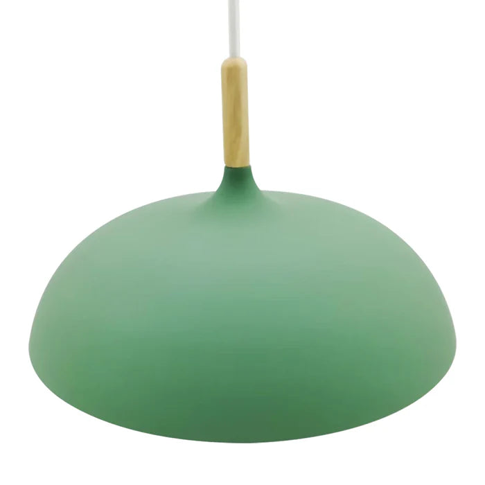 Modern Green Pendant Lamp with Wooden Accent