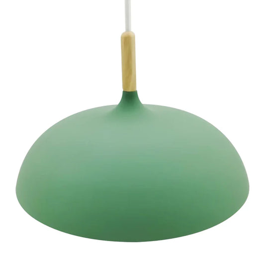 Modern Green Pendant Lamp with Wooden Accent