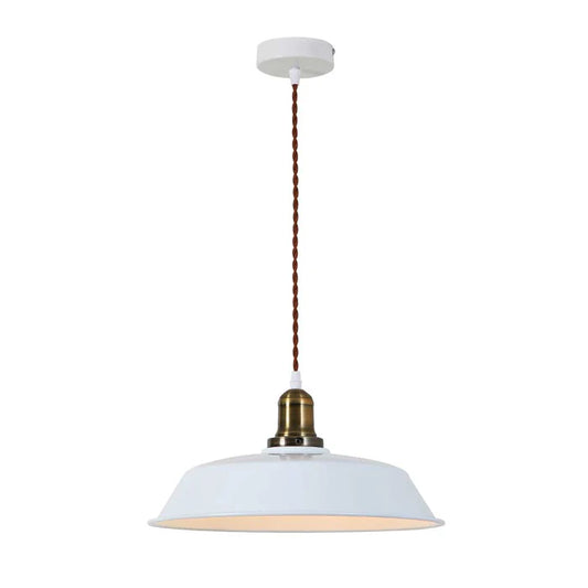Contemporary White Deep-Dish Pendant Light