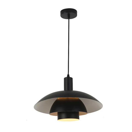 Modern Black Layered Dome Pendant Light