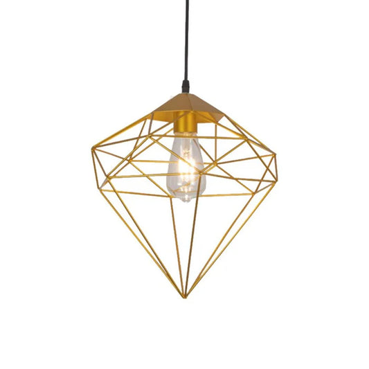 Gold/Black Diamond Cage Pendant Lamp (PL 8062)