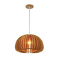Contemporary Wooden Dome Pendant Light