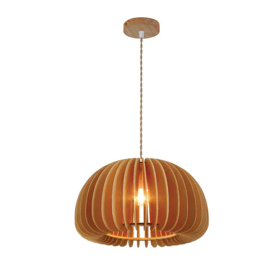 Elegant Wooden Dome Pendant Light