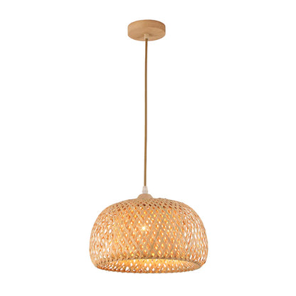 Bamboo Dome Pendant Lamp – Natural Wood Style, E27 Holder (PL WD25-06-02)