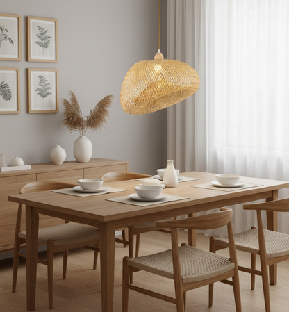Bamboo Pendant Lamp – Natural Wood Style, E27 Holder (PL WD25-08)