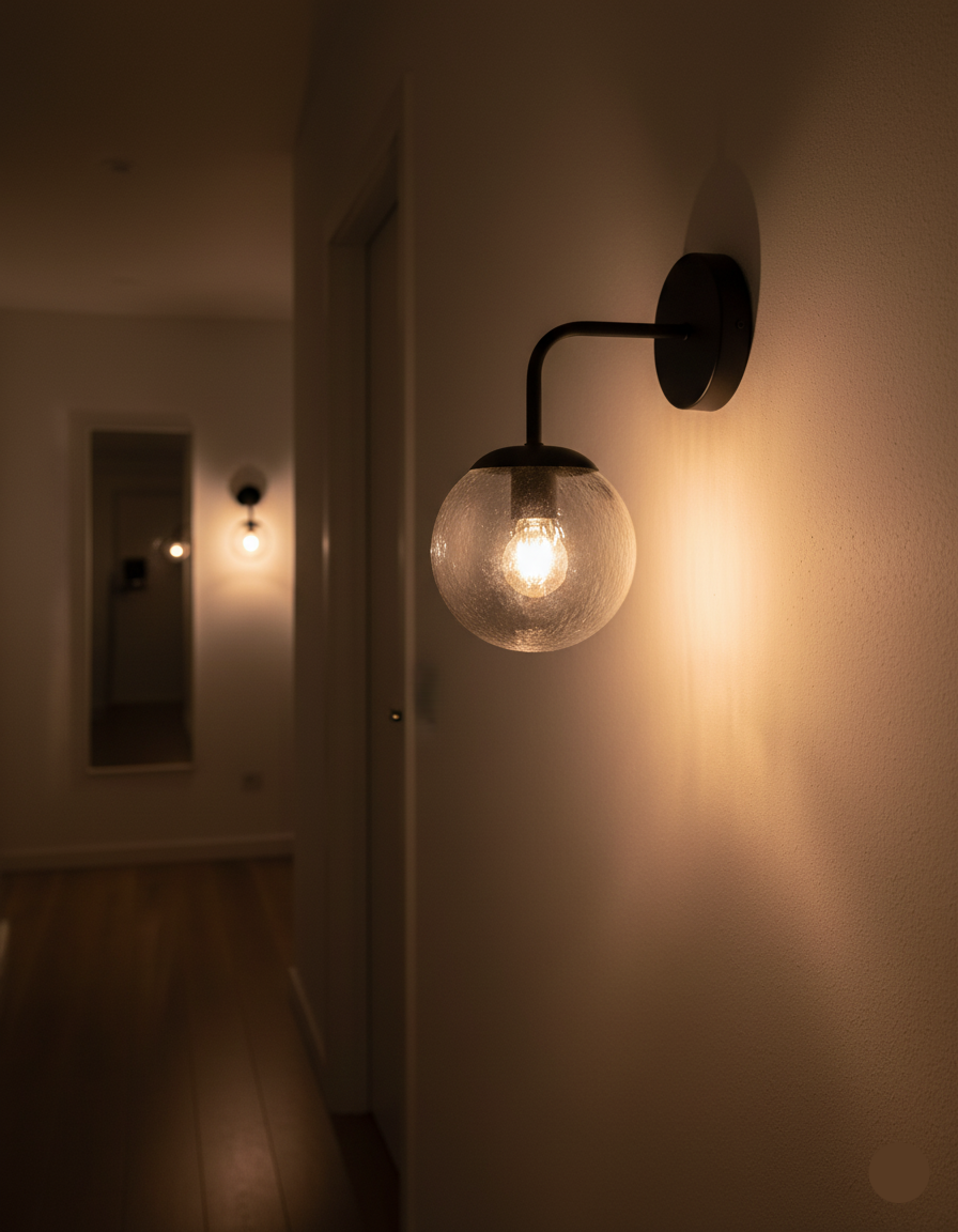 Wall Lamp - Black Iron & Clear Glass E27, 40W (PL 1161-01-BK)