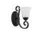 Vintage Black Wall Light with Frosted Glass Bell Shade