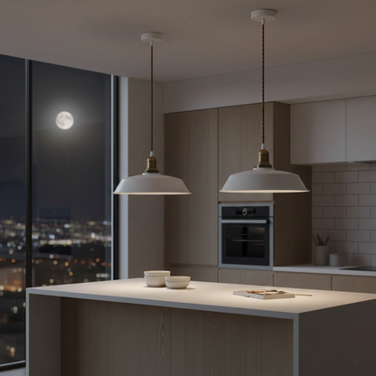 Contemporary White Deep-Dish Pendant Light (PL 7910-02-WH)