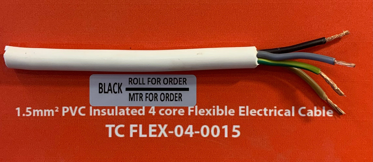 1.5mm 4Core Flexible Power Cable - Per m (MT-FLEX-04-0015-)