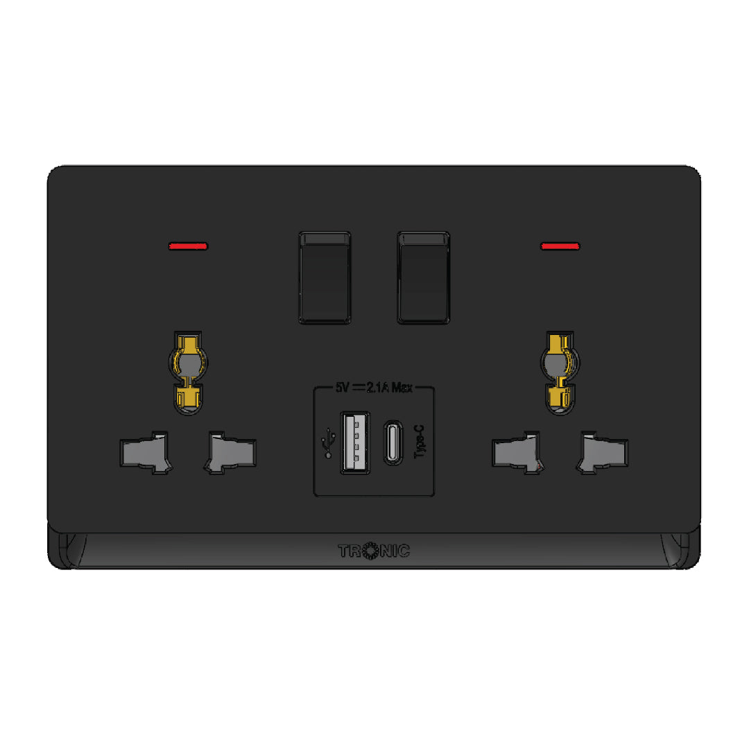Premium Universal Double Outlet W USB - TD Range